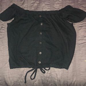 Madewell Off Shoulder Drawstring Crop Top